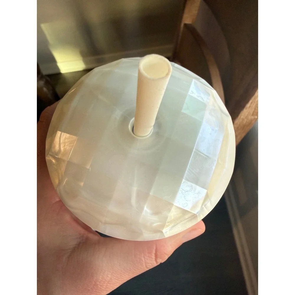 Starbucks‎ 24oz Venti White Pearl Faceted Tumbler Cold Cup Dome Lid Straw Coffee